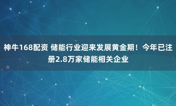 神牛168配资 储能行业迎来发展黄金期！今年已注册2.8万家储能相关企业